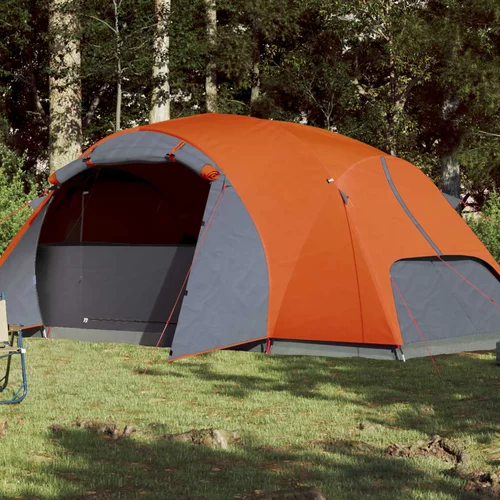 Šator za 8 osoba sivo-narančasti 360x430x195 cm taft 190T
