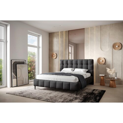 MID.YOU OBLAZINJENA POSTELJA 140 cm x 200 cm , tekstil, leseni material antracit Cene