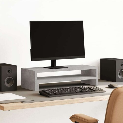 VidaXL Stalak za monitor siva boja betona 54x22x15 cm drveni Slike