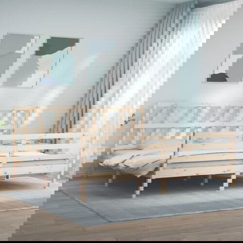 VidaXL Posteljni okvir z vzglavjem 200x200 cm trden les Slike