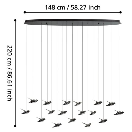 Eglo 390353 - led prigu&amp;scaron;iva luster na sajli paratebueno 17xLED/3W/230V crna Slike