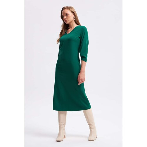 Gusto V Neck Long Dress - Green Slike