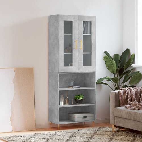 VidaXL Visoka komoda siva betona 69 5x34x180 cm od konstruiranog drva Slike