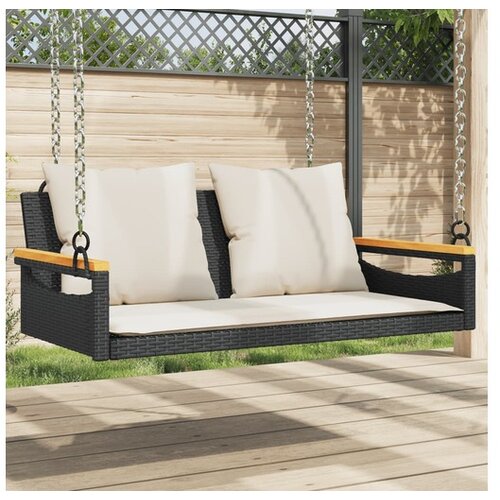 vidaXL Klupa za ljuljanje s jastucima crna 109x62x40 cm od poliratana Cijene