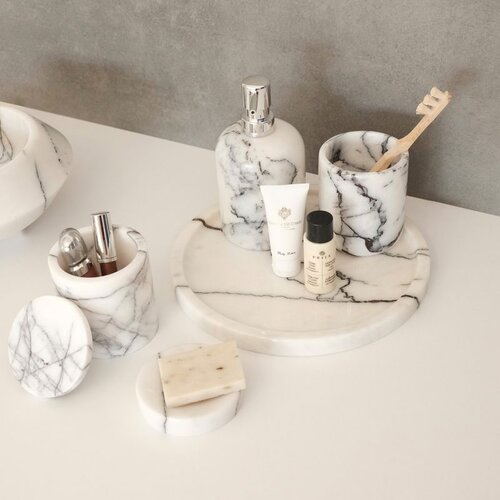  MAR07050302D white bathroom set (5 pieces) Cene