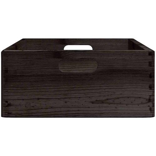 VidaXL Drvena kutija s ručkama crna 40x30x13 cm puno drvo bor Slike