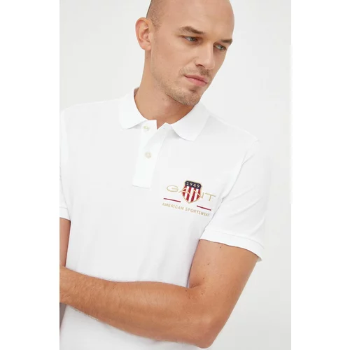 Gant Pamučna polo majica boja: bijela, s aplikacijom