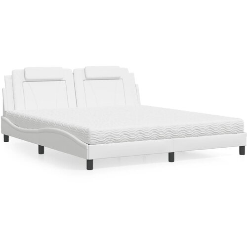  The Living Store Postelja z vzmetnico bela 180x200 cm umetno usnje - Postelja, (21457139) Slike