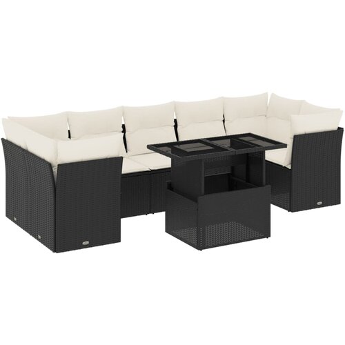  8-dijelni set vrtnih sofa od poliratana s jastucima crni Crna 100 x 55 x 73 cm Slike