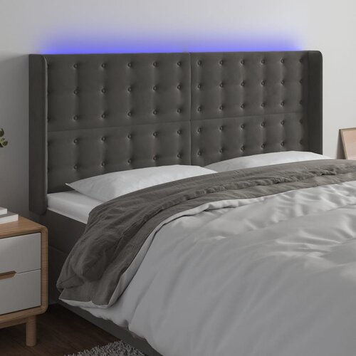 The Living Store led posteljno vzglavje temno sivo 203x16x118/128 cm žamet - led vzglavje, (21418639) Slike