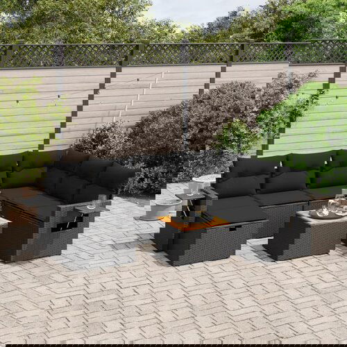 vidaXL 8-dijelni set vrtnih sofa od poliratana s jastucima crni Cijene