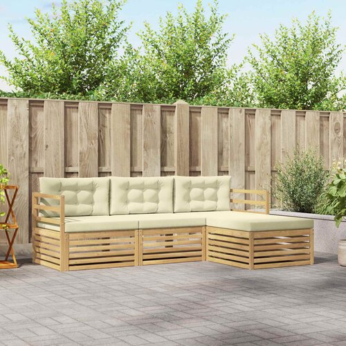  Set vanjskih sofa 4 kom. Bijela i krem Poliester Cijene
