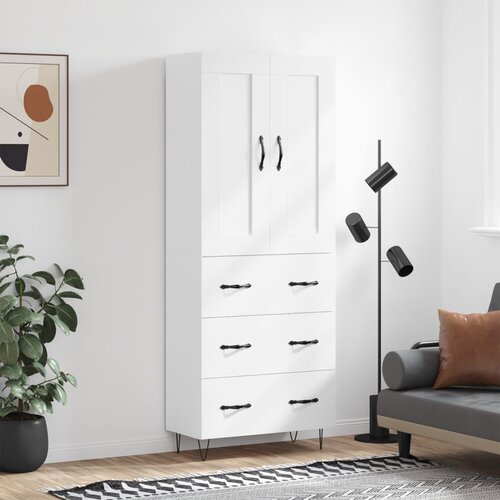  Visoka komoda bijela 69,5x34x180 cm konstruirano drvo Cijene