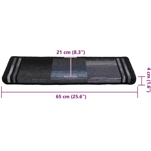  Samoljepljivi otirači za stepenice 15 kom 65x21x4 cm crno-sivi Slike