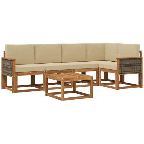 vidaXL Zunanja garnitura za sedenje z blazino 6 pcs Naravna in bež, (5000281420) Cene