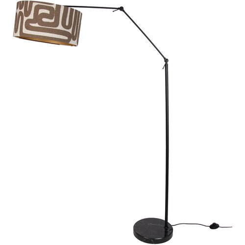QAZQA Vloerlamp zwart verstelbaar met bruin en beige gestreepte kap 50cm - Editor Cene