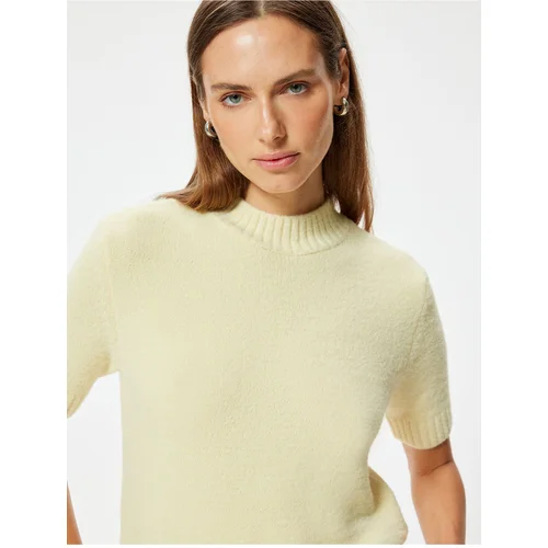 Koton Short Sleeve Sweater Soft Textured Stand Collar