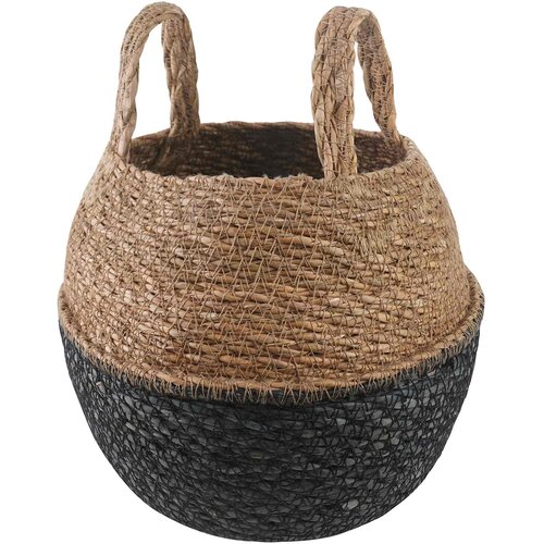  Saksija za biljke s ručkama Crna &amp;Oslash; 22 x 20 cm 100% morska trava Slike