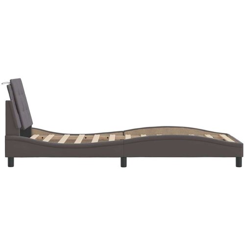 VidaXL Okvir za krevet s uzglavljem sivi 90x190 cm od umjetne kože Slike