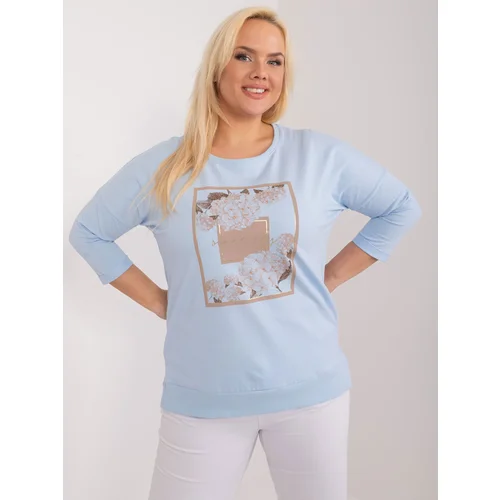 Fashion Hunters A light blue plus-size blouse with slits