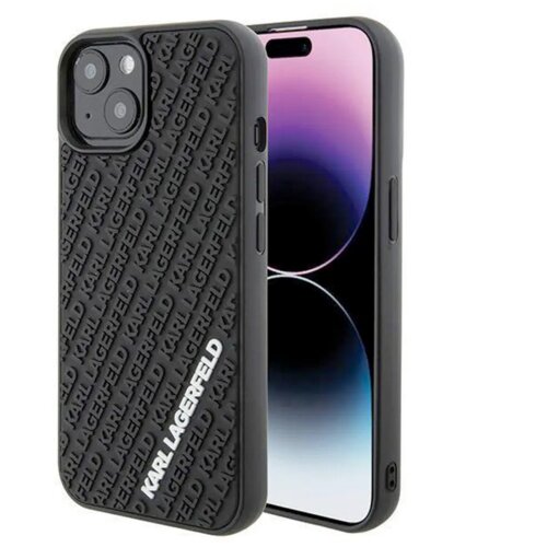 Karl Lagerfeld 3D GUMIJASTI OVITEK MULTI LOGO ZA IPHONE 15 ČRN, (21899296) Cene
