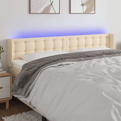  LED posteljno vzglavje krem 183x16x78/88 cm blago Cene