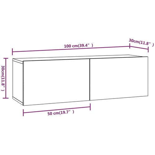  Zidni TV ormarići 4 kom bijeli 100 x 30 x 30 cm Slike