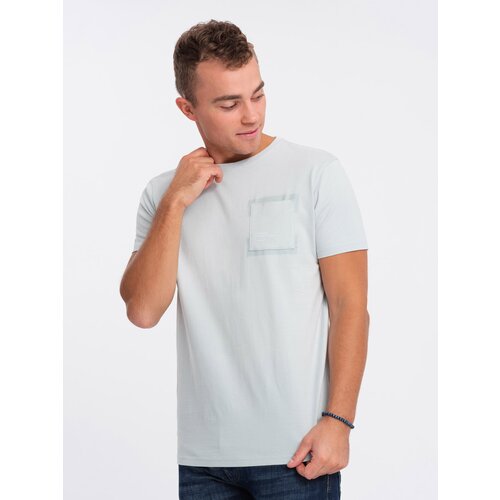 Ombre Men's cotton t-shirt with pocket - light grey Cene