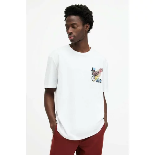 AllSaints Bombažna kratka majica ROLLER moška, bela barva