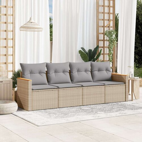 vidaXL 4-dijelni set vrtnih sofa s jastucima bež od poliratana Cijene