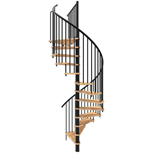 Minka Spiralno stopni&scaron;če Spiral Smart (Premer: 140 cm, Črna, Barva stopnice: Bukev, Vi&scaron;ina nadstropja: 305 cm) Cene