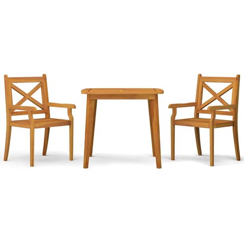  3-dijelni vrtni blagovaonski set od masivnog bagremovog drva Smeđa Dužina stola 85 cm Slike