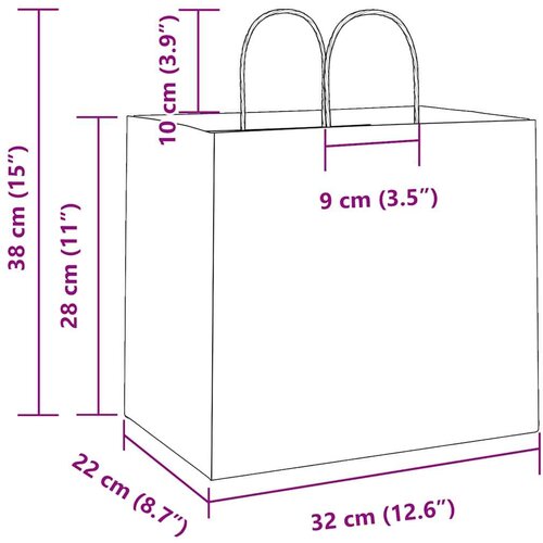  Papirnate vrećice 250 kom s ručkama žute 32x22x28 cm Slike