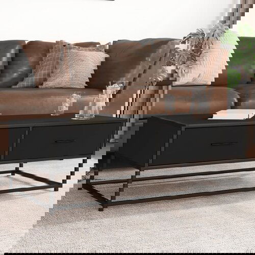vidaXL Stolić za kavu crni 100 x 50 x 35 cm konstruirano drvo i metal Cijene