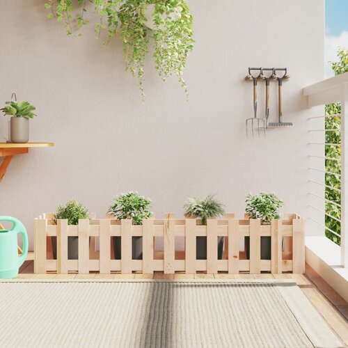vidaXL Vrtna visoka greda z ograjico 150x30x30 cm trdna borovina Cene