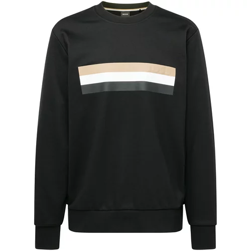 BOSS Black Sweater majica 'Soleri 06' svijetlobež / crna / bijela