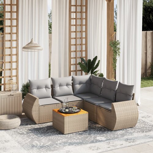 vidaXL 6-dijelni set vrtnih sofa s jastucima bež od poliratana Cijene
