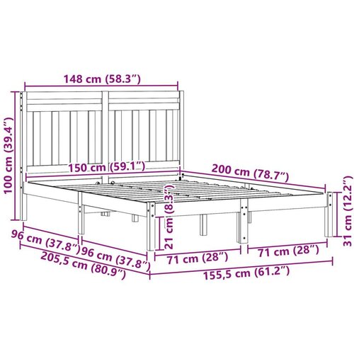 Okvir za krevet 2 pcs Vosak smeđa 150 x 200 cm Slike