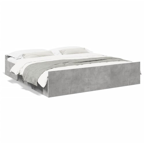 VidaXL Posteljni okvir s predali betonsko siv 180x200cm inženirski les Slike