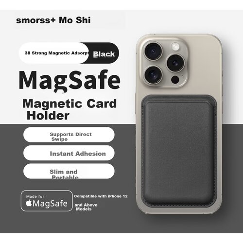 Smorss Nosač kartica za mobilni telefon iPhone 12-17, Crna Slike