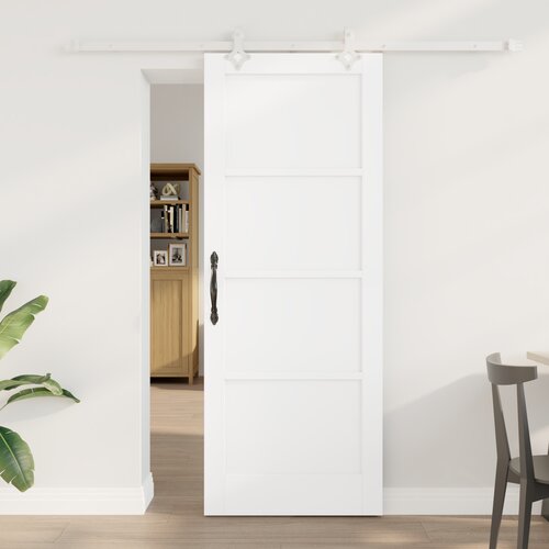 vidaXL drsna vrata s kompletom strojne opreme Bela 78x202 cm iz trde borovine, notranja vrata 'ORKDAL'Bela 78x202x4 cm iz trde borovine Cene