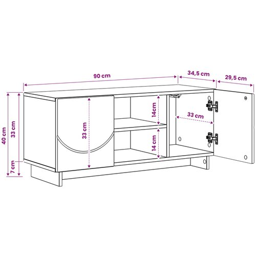  TV stalak 90 x 34.5 x 40 cm Bijela visokog sjaja Slike