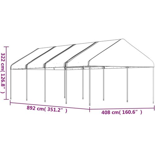 vidaXL Paviljon s streho bel 8,92x4,08x3,22 m polietilen Cene