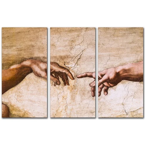 Fedkolor reprodukcija slike u 3 dijela michelangelo buonarroti - creation of adam