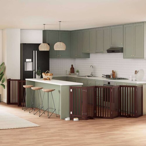 vidaXL Ograda za pse z vrati zložljiva 12 panelov rjava 600 cm les Cene