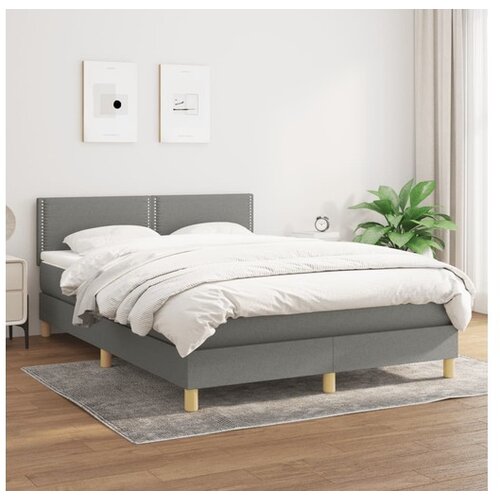  Box spring postelja z vzmetnico temno siva 140x200 cm blago Cene