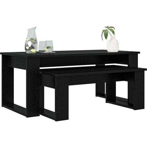  Set stolića za kavu 2 pcs Crni hrast Konstruirano drvo Slike