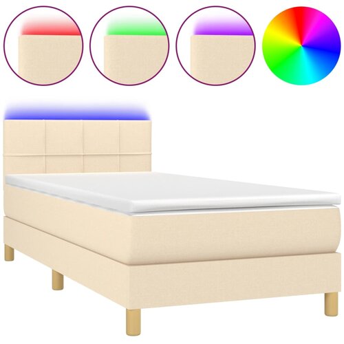  Krevet box spring s madracem LED krem 80 x 200 cm od tkanine Slike