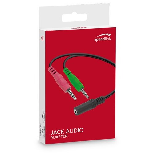 Audio adapter jack Speedlink, male 2×3,5mm 3-pin to female 3,5mm 4-pin, black adapter za slušalice SL-170305-BK Cijene