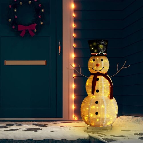 vidaXL okrasni novoletni snežak LED razkošno blago 120 cm Cene